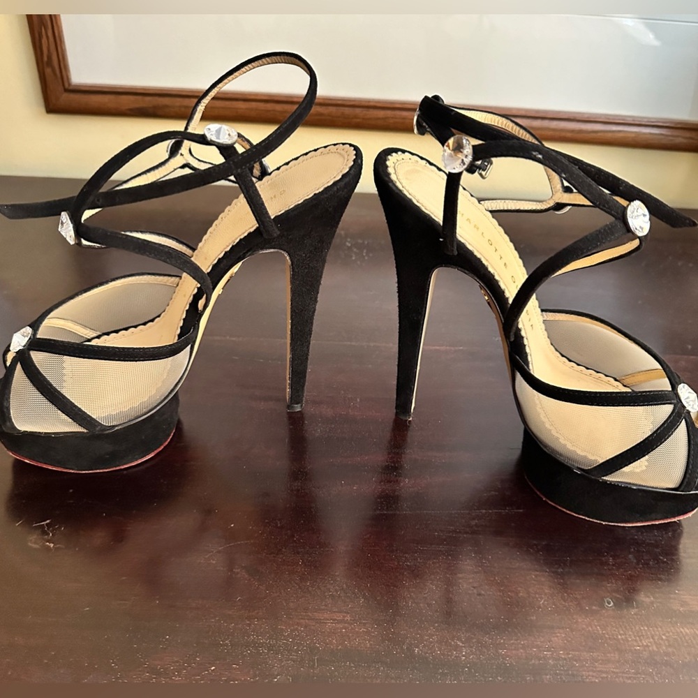 Sophia Webster black suede with crystals platform stiletto sandals  🔥🔥